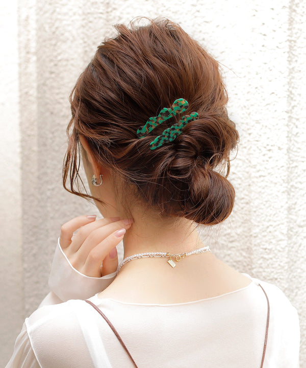 Multi-pattern cloud hair clip [A] [Set of 2]