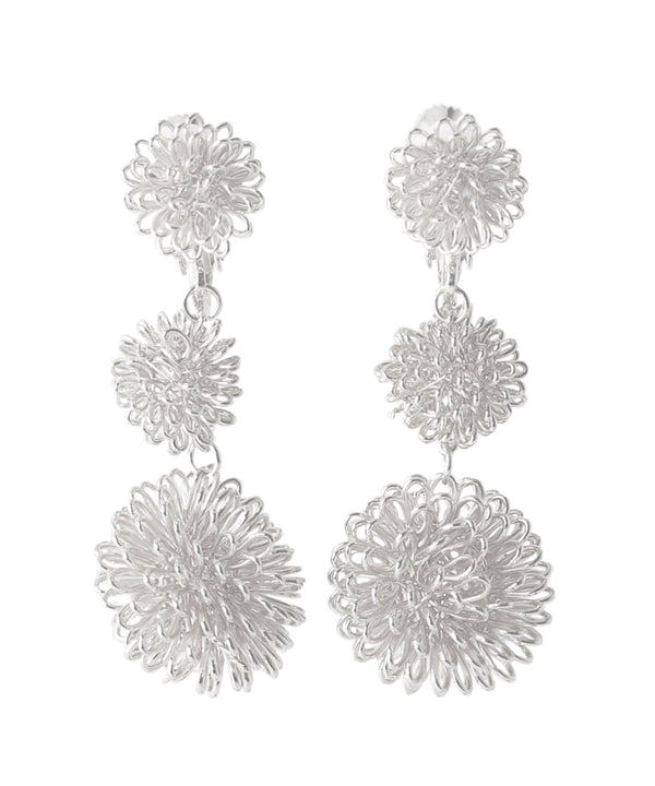Pom-pom flower string earrings