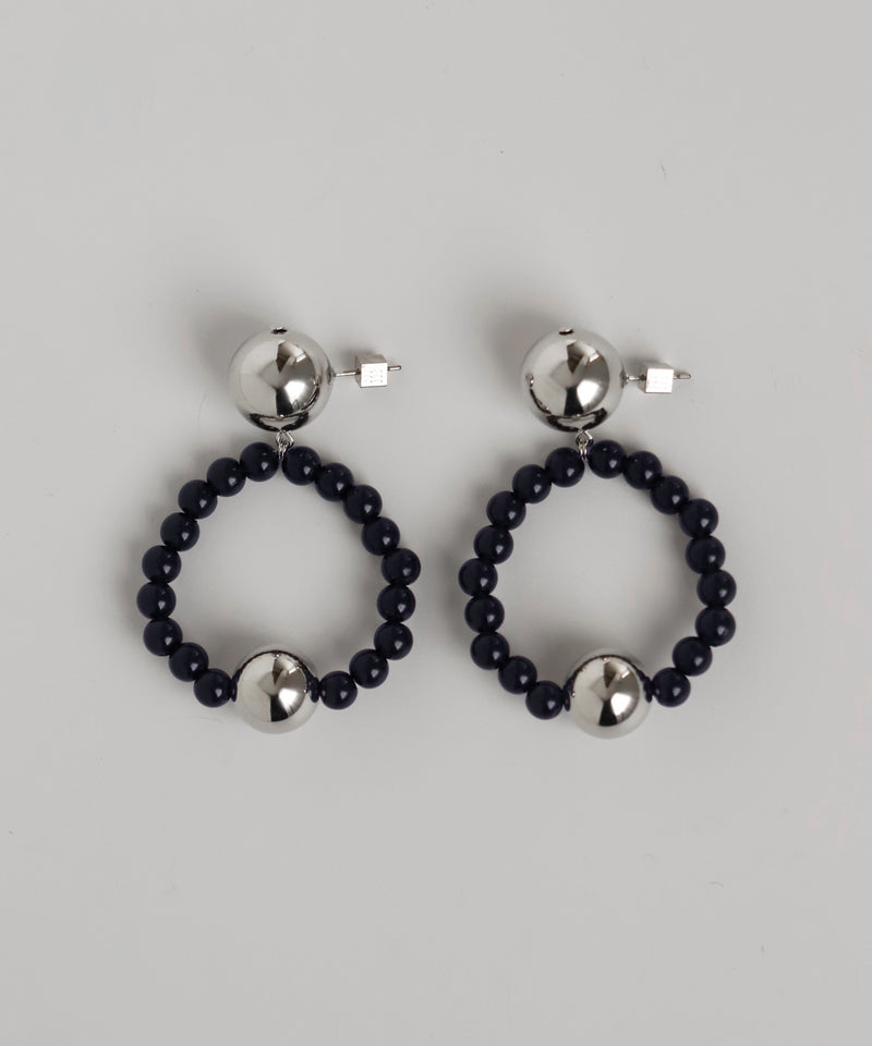 Stone x Metal Sphere Circle Earrings [Ownideal]