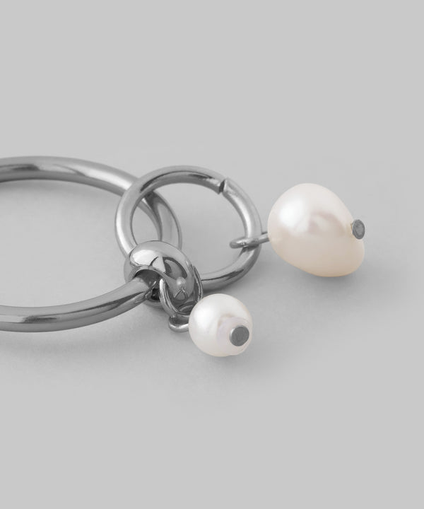 2WAYパールアシメフープピアス[ステンレス][Ownideal]