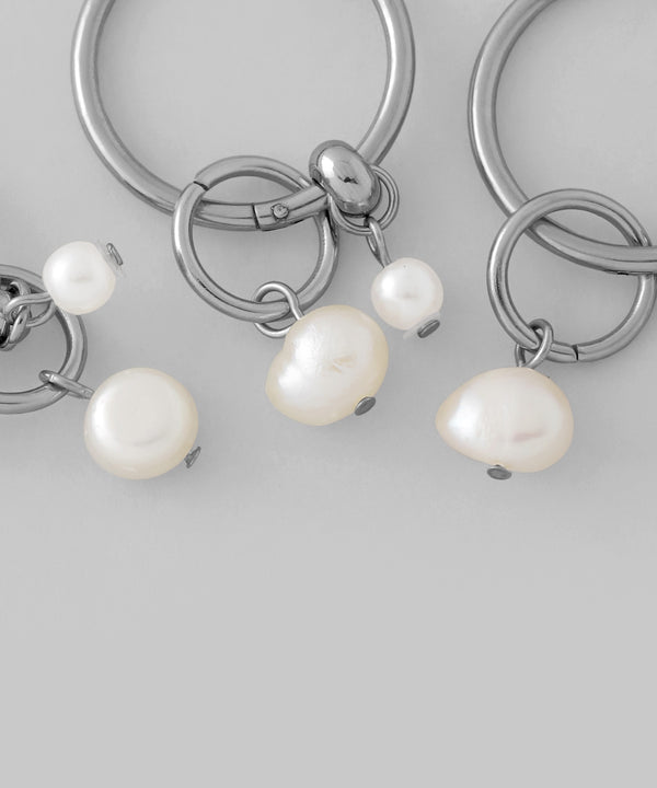 2WAYパールアシメフープピアス[ステンレス][Ownideal]