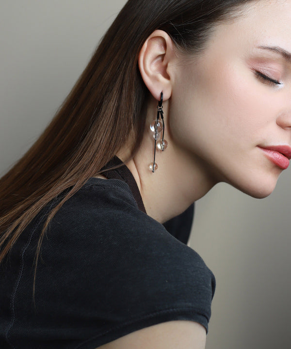 2WAYクリスタルアシメフープピアス[ステンレス] [Ownideal]