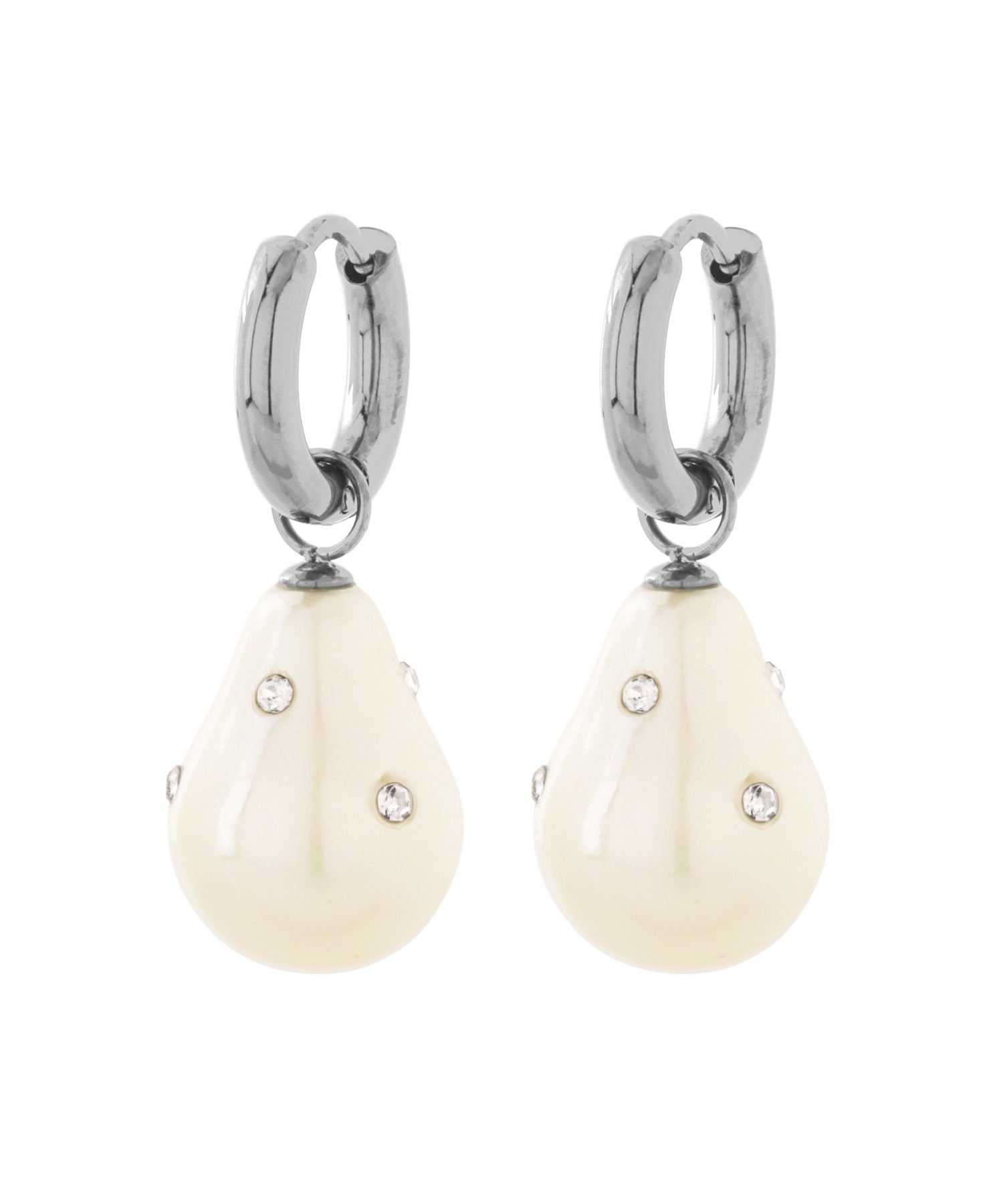 mimi33】ビジュー×パール2WAYフープピアス[ステンレス][Ownideal