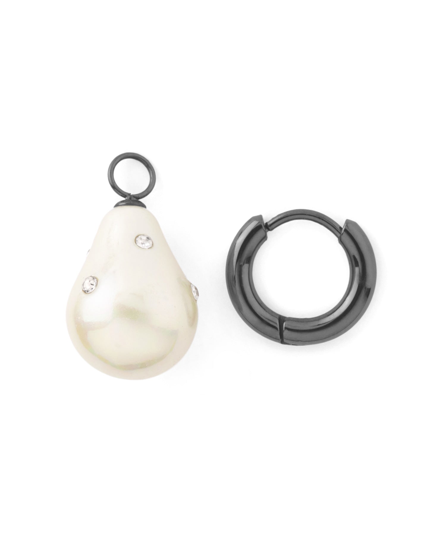 mimi33】ビジュー×パール2WAYフープピアス[ステンレス][Ownideal