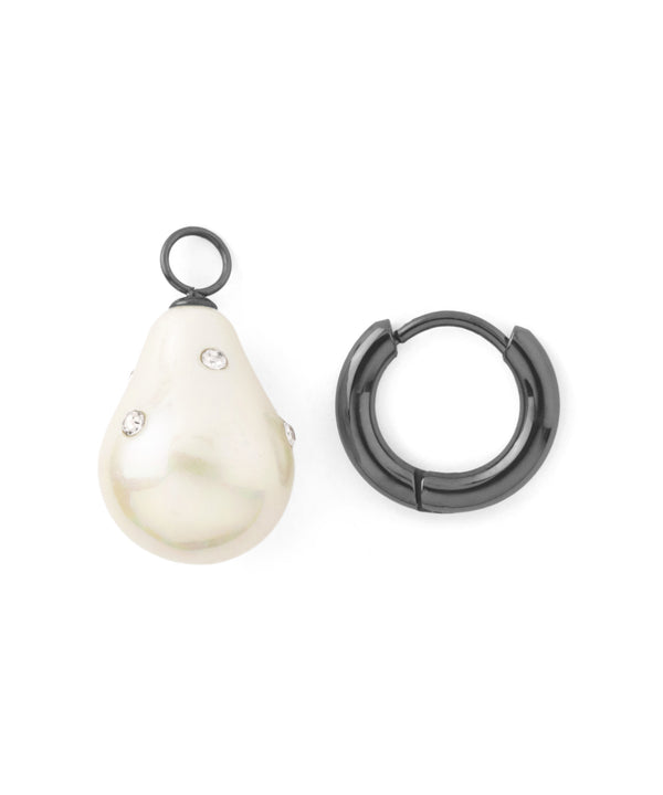 ビジュー×パール2WAYフープピアス[ステンレス][Ownideal]