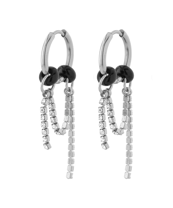 2-Way Beaded Hoop Earrings [Stainless Steel] [Ownideal]