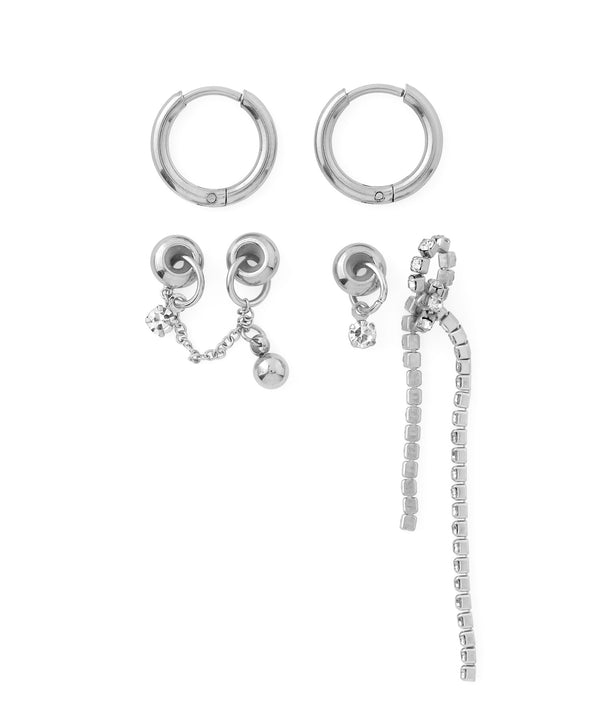 Bijou x Chain Multi-Way Asymmetric Hoop Earrings [Stainless Steel] [Ownideal]