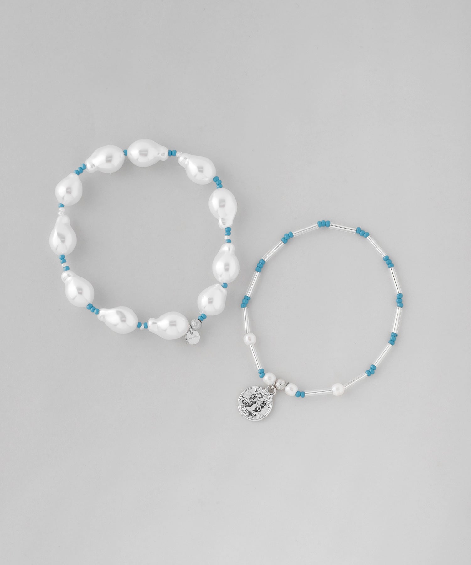 ANEMONE】コインチャーム×カラービーズブレスレット[2本セット