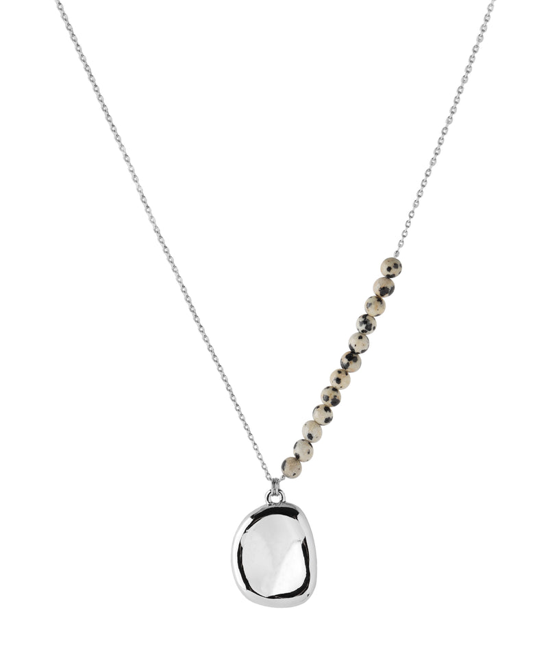 Stranded Dalmatian Stone and Metal Necklace