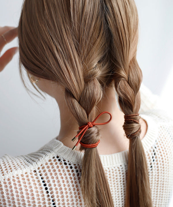 リボン×ツイストのデザインヘアゴム[3本セット]