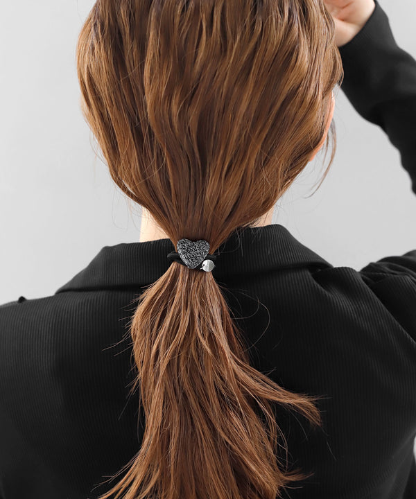 ラメハートヘアゴム