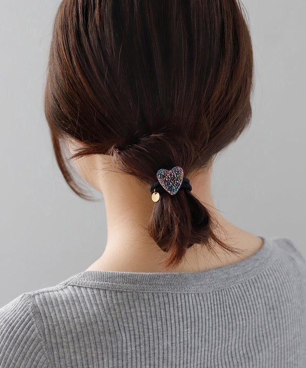 ラメハートヘアゴム