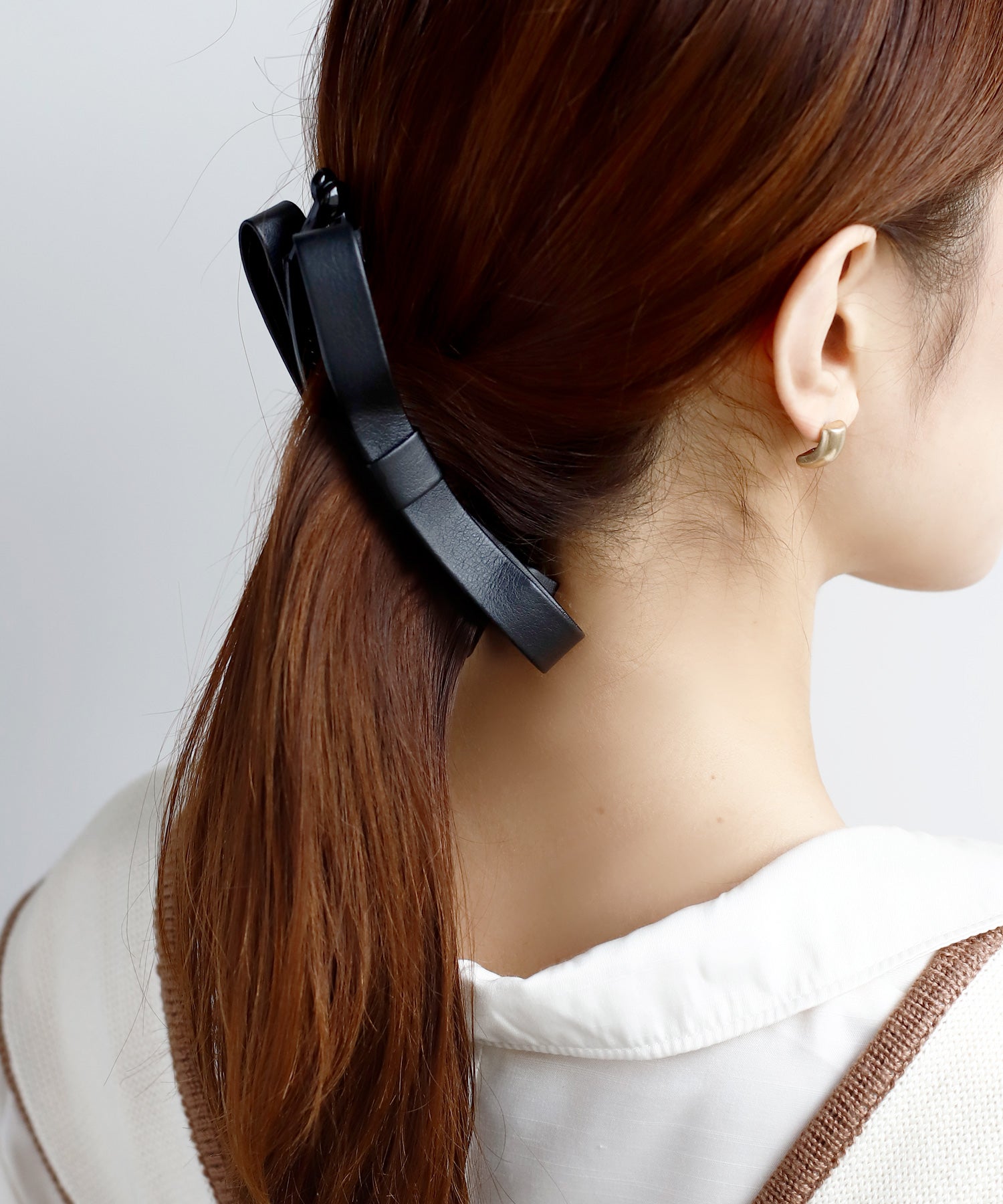 ハンドメイド　デニム　リメイク　バナナクリップ　ダメージ　リボン　レザー ハンドメイド デニム リメイク バナナクリップ ダメージ リボン レザー