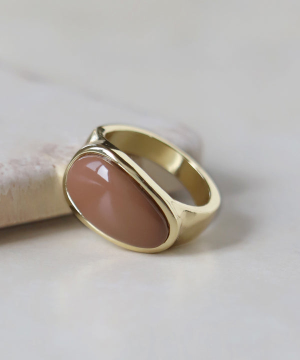 Earth-toned semi-oval ring