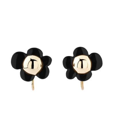 Metal and clear flower earrings