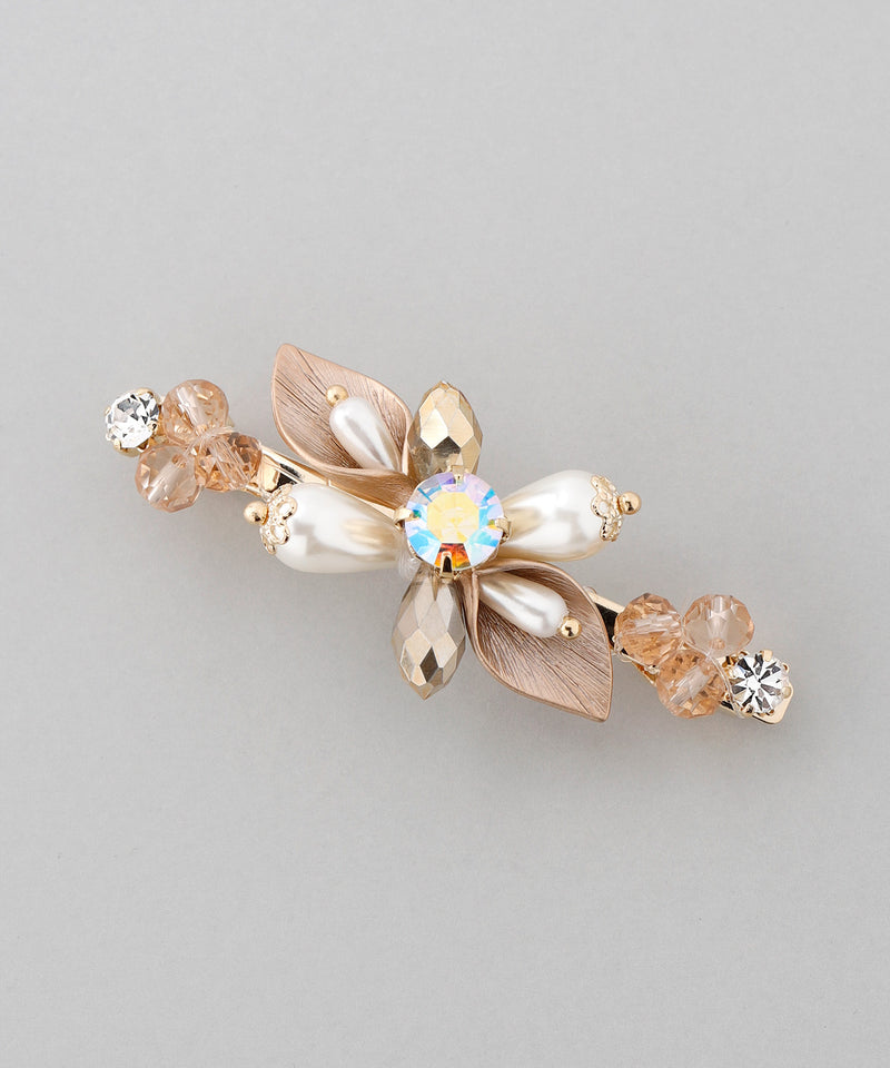 Cut bijou x pearl botanical barrette