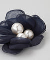 Airy flower and big pearl hair tie