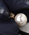 Airy flower and big pearl hair tie