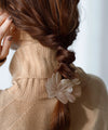 Airy flower and big pearl hair tie