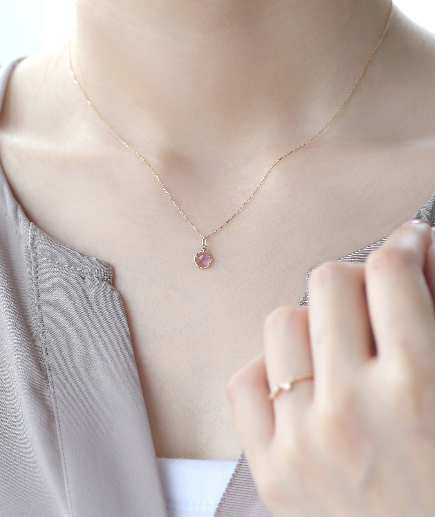 SIENA ROSE】バースデーストーン・ネックチャーム[2月・アメジスト