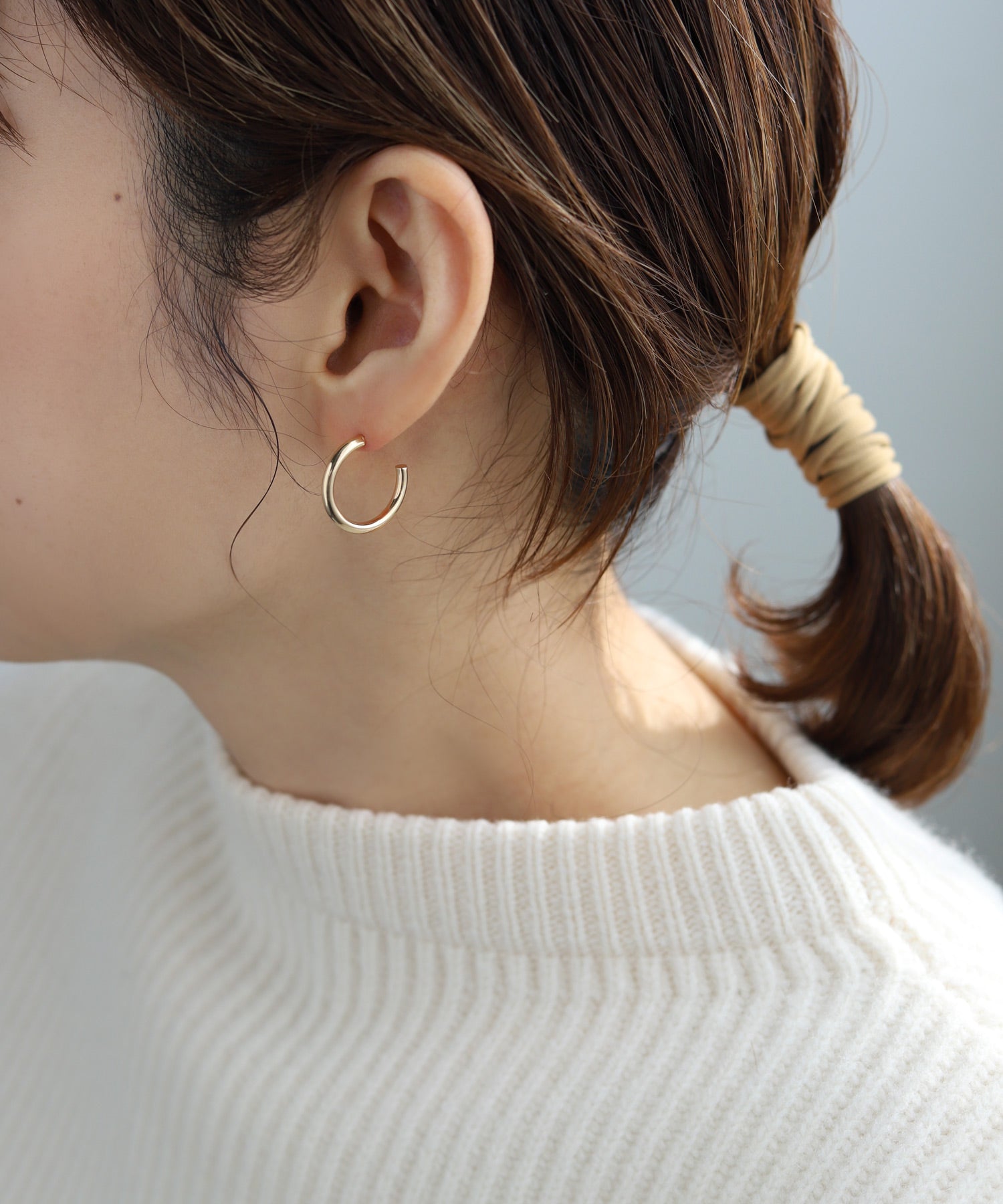 SIENA ROSE K18 フープピアス SIENA ROSE】パイプフープピアス[S]｜アネモネ・シエナロゼ