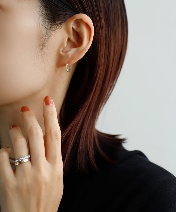 6 diamond mill hoop earrings