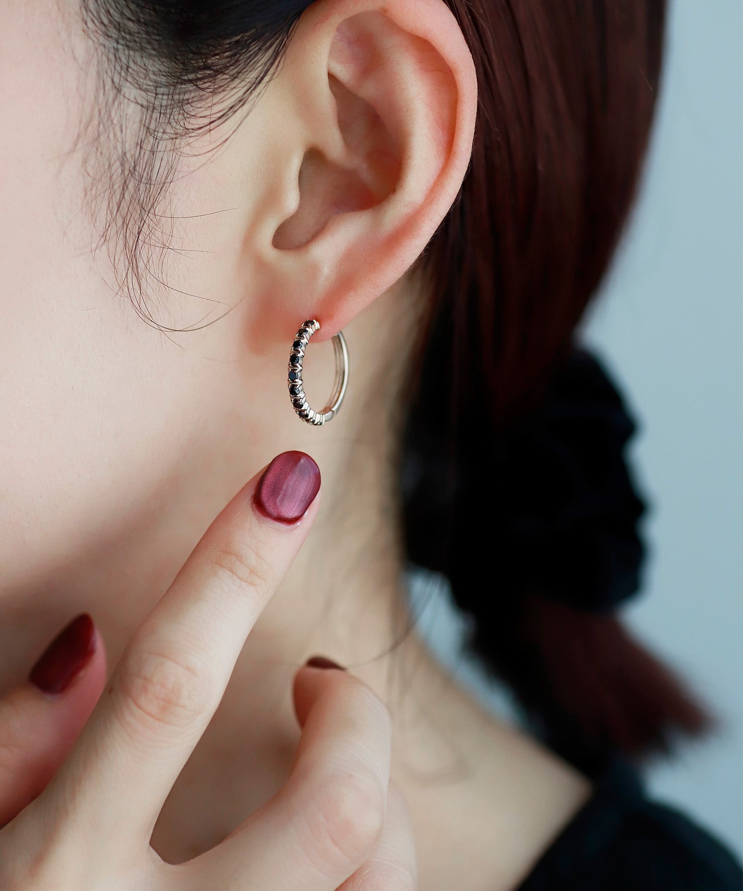 SIENAROSE】ブラックダイヤスナップピアス[M]｜アネモネ・シエナロゼ