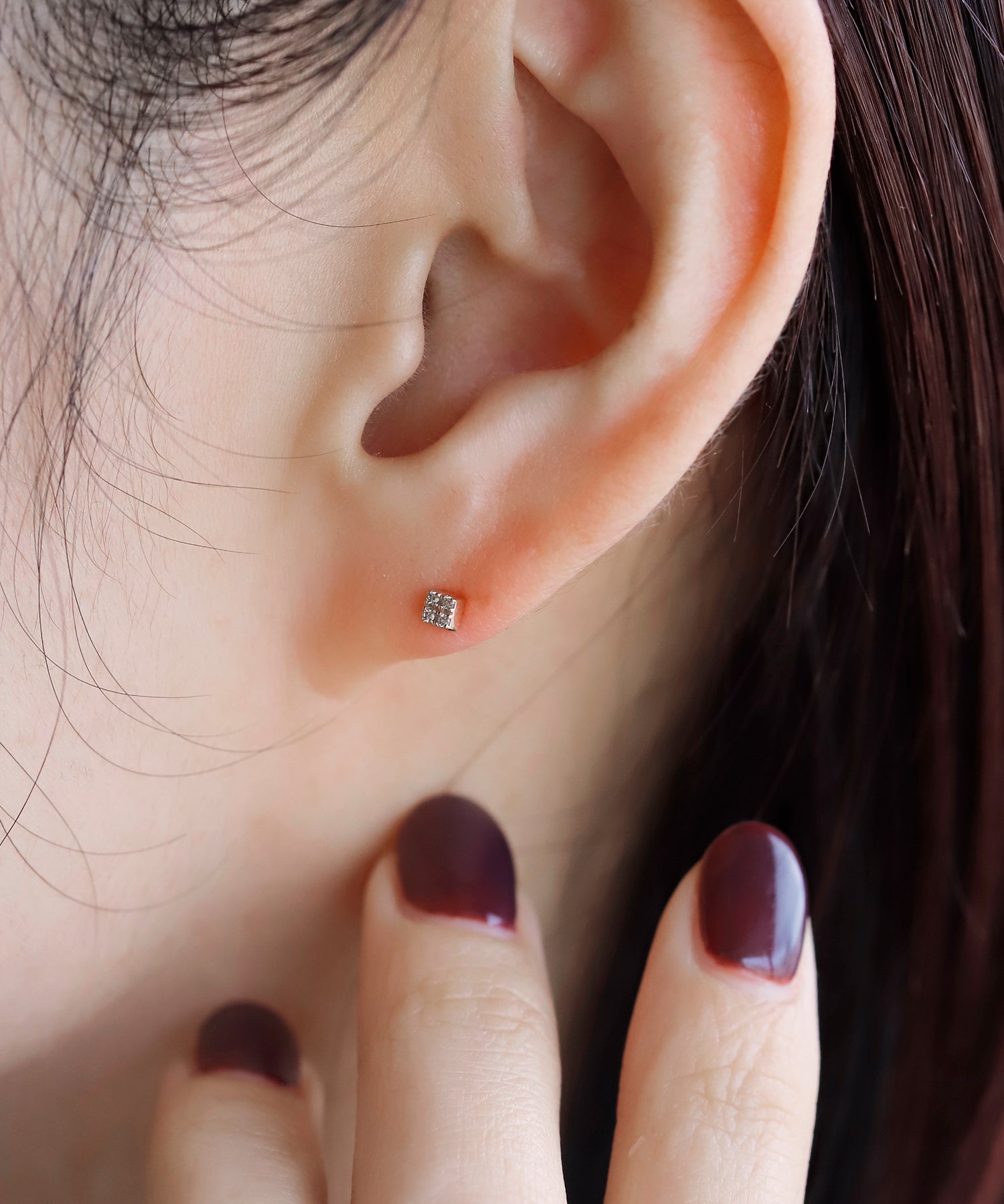 SIENAROSE】スクエアダイヤピアス｜アネモネ・シエナロゼ・ミミサン