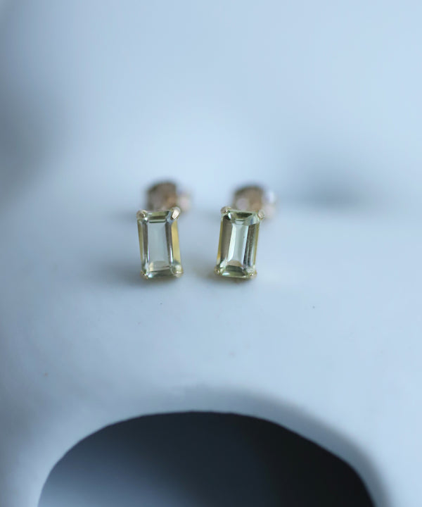 レモンクォーツスクエアピアス
