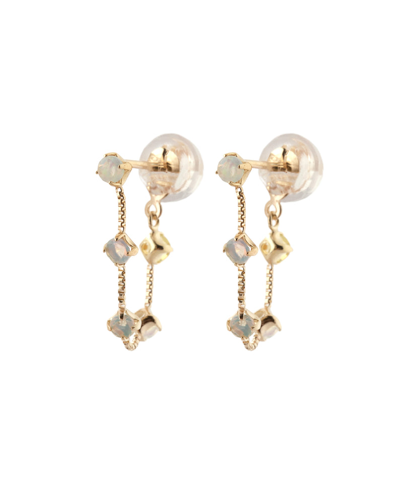 Opal Chain Hoop Earrings