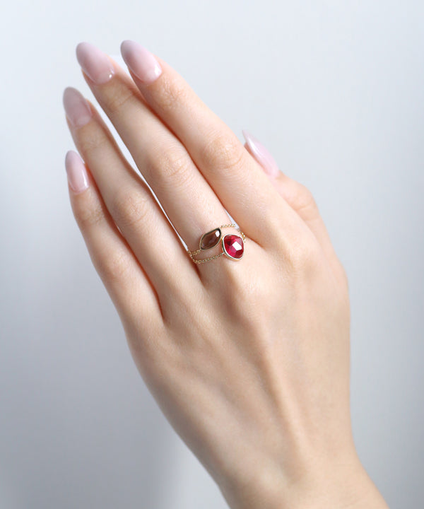 GEMSTONE・チェーンリング[シンセティックルビー]
