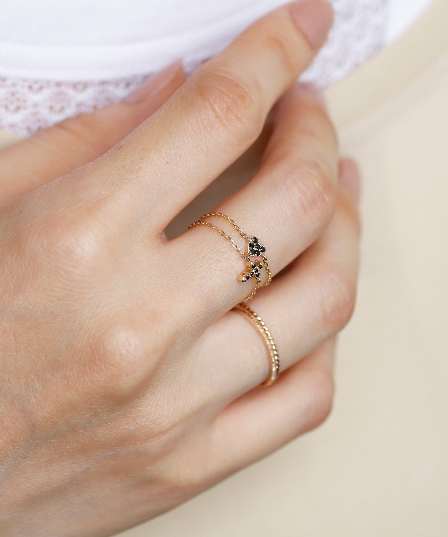 SIENAROSE】unwavering・ハートチェーンリング｜アネモネ・シエナロゼ