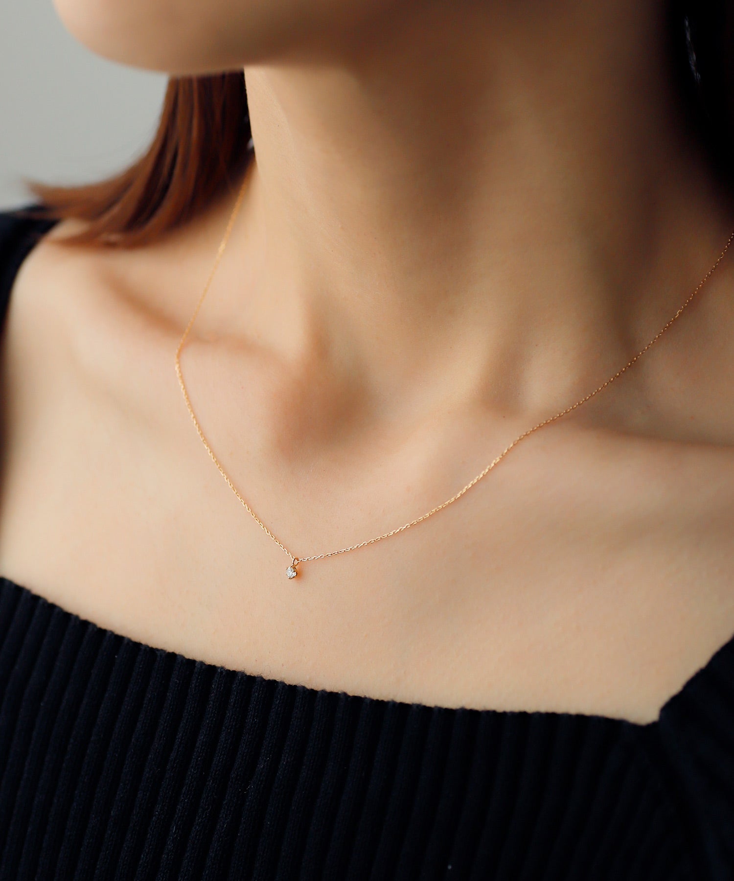 SIENA ROSE】一粒ダイヤモンドの18金ネックレス[0.05ct]｜SANPO