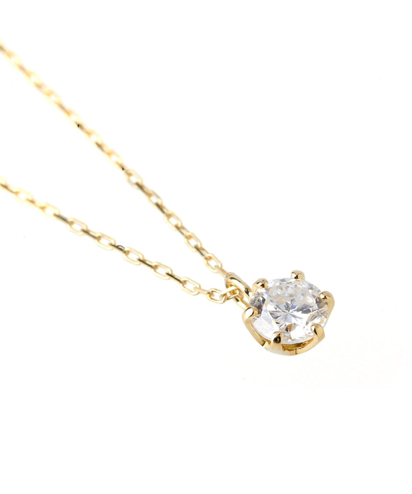 一粒ダイヤモンドの18金ネックレス[0.15ct]
