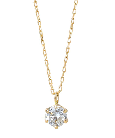 一粒ダイヤモンドの18金ネックレス[0.15ct]