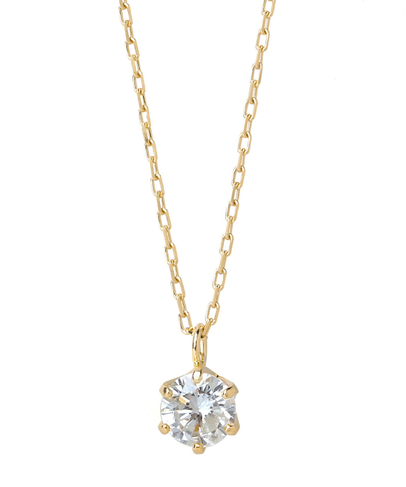 一粒ダイヤモンドの18金ネックレス[0.15ct]