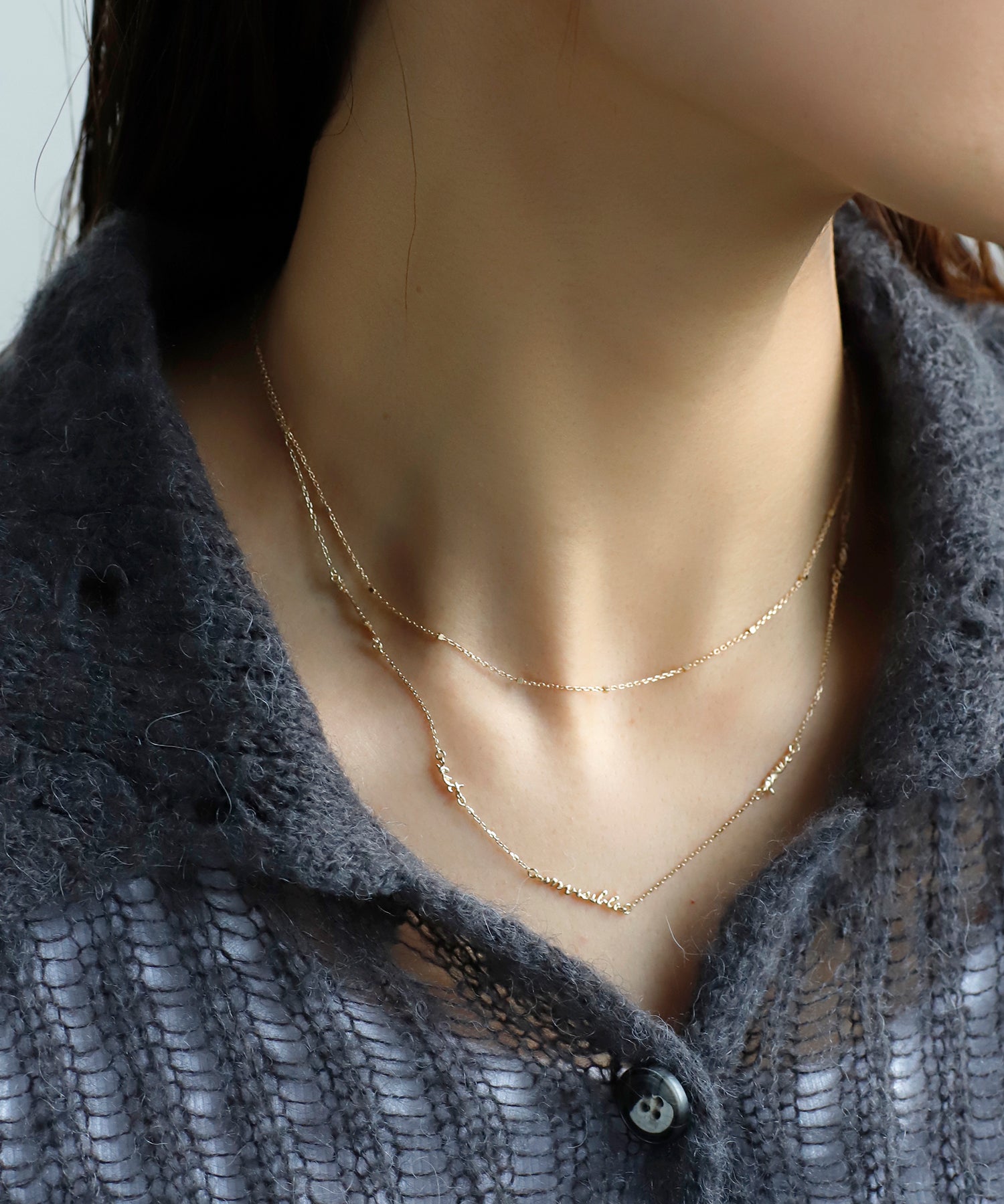 SIENA ROSE シエナロゼ コンパクトチェーンネックレス 10K　37cm SIENA ROSE】チェーンネックレス[グリッター：37cm]｜SANPO