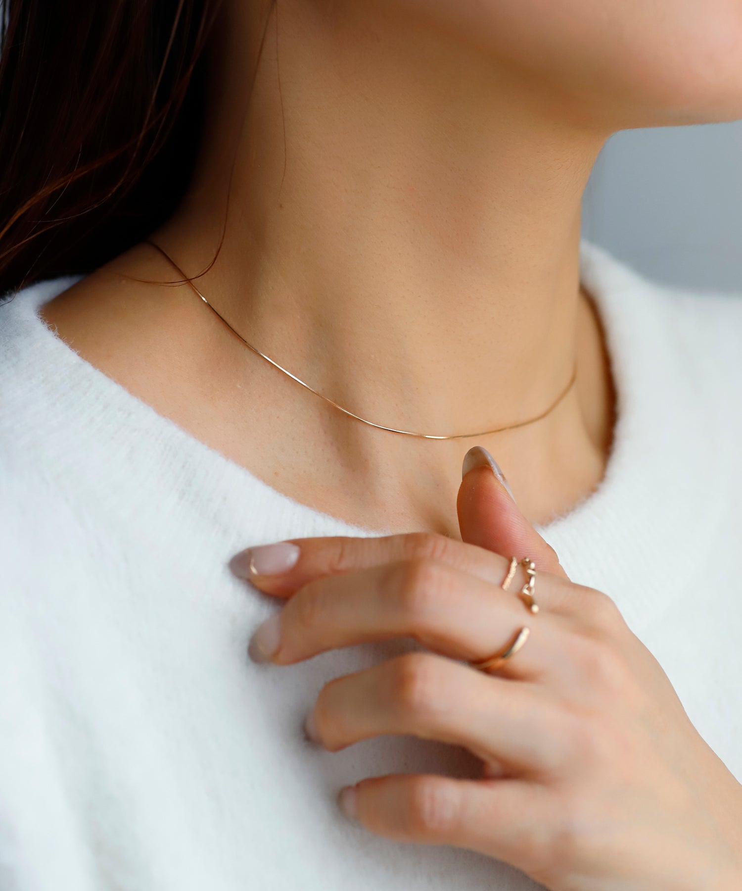 SIENA ROSE】チェーンネックレス[コンパクトチェーン][K18