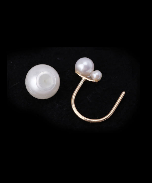 【オンライン限定】Cラインのパールキャッチピアス[2粒パール]