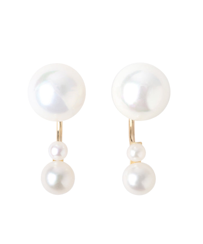 【オンライン限定】Cラインのパールキャッチピアス[2粒パール]