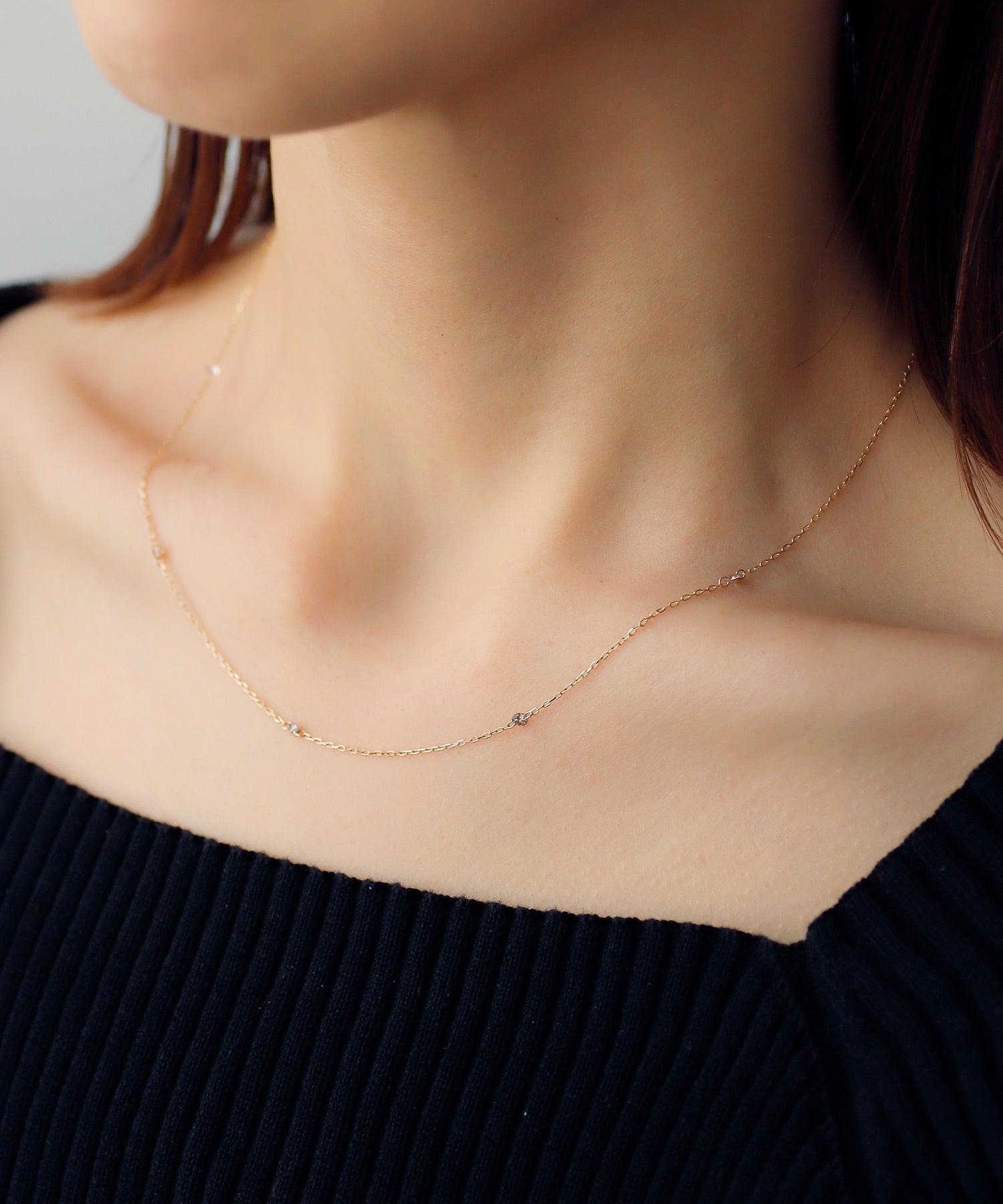 SIENA ROSE】Nudie Diamond・5粒ネックレス[シャンパン]｜SANPO ONLINE