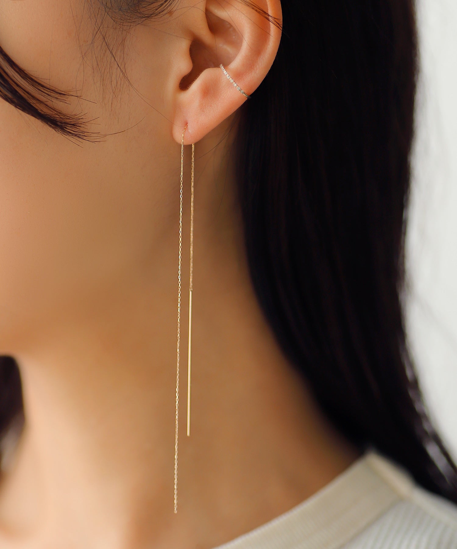 【Rtav】特価 K18 モザンビーク ガーネット ロングアメリカンピアス Rtav】特価 K18 モザンビーク ガーネット ロングアメリカンピアス