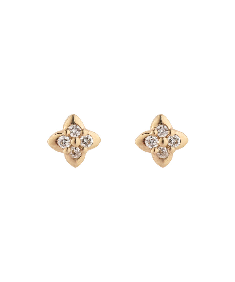 Flower motif diamond earrings
