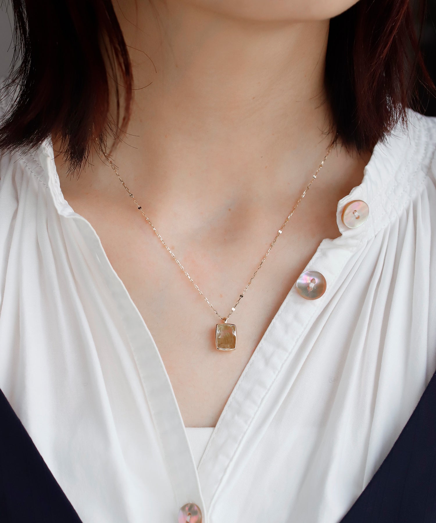 アクセサリー SIENA SIENAROSE】スクエアカットネックレス[ルチルクォーツ]｜アネモネ