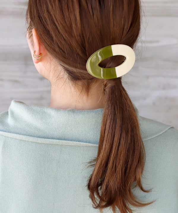 バイカラーオーバルバレッタ