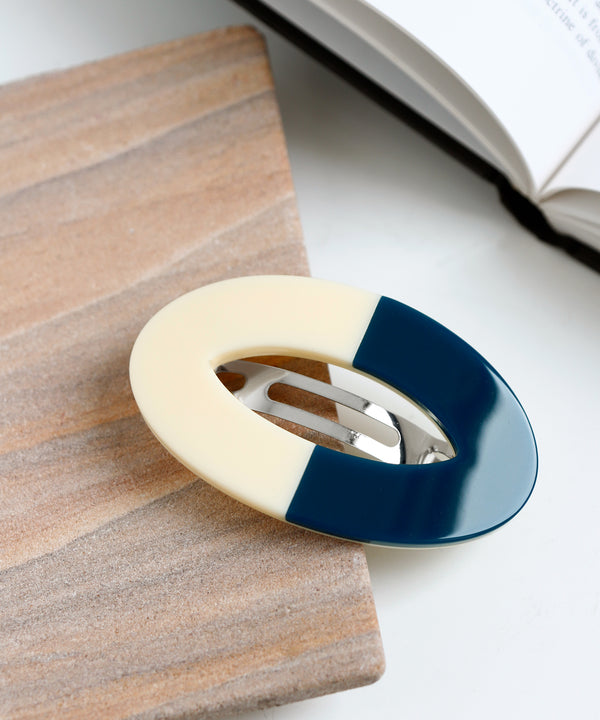 バイカラーオーバルバレッタ