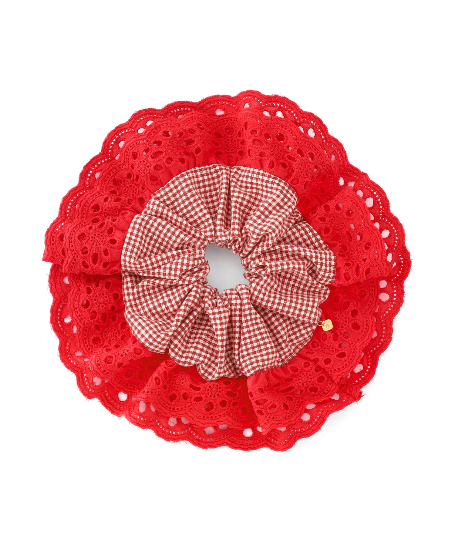 ANEMONE】【ノベルティー対象】レース×ギンガムチェックシュシュ