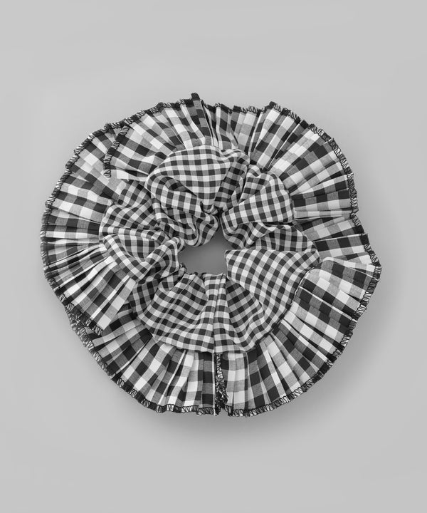 Gingham Check Pleated Scrunchie