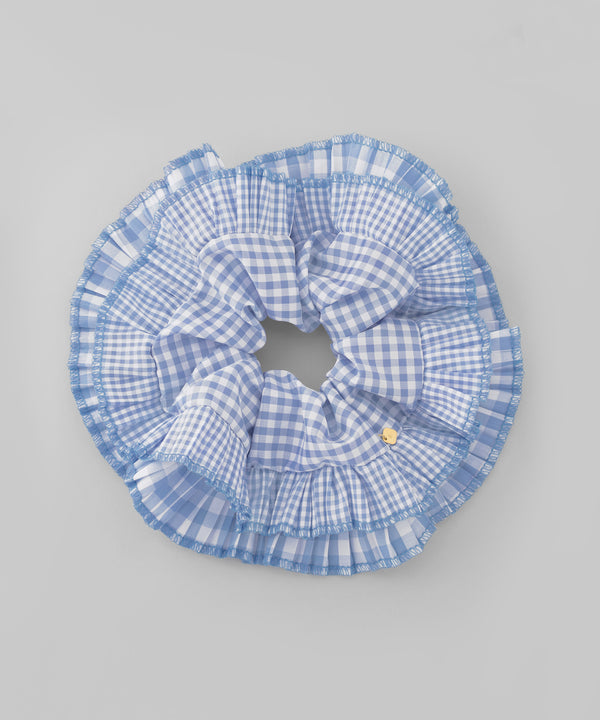Gingham Check Pleated Scrunchie