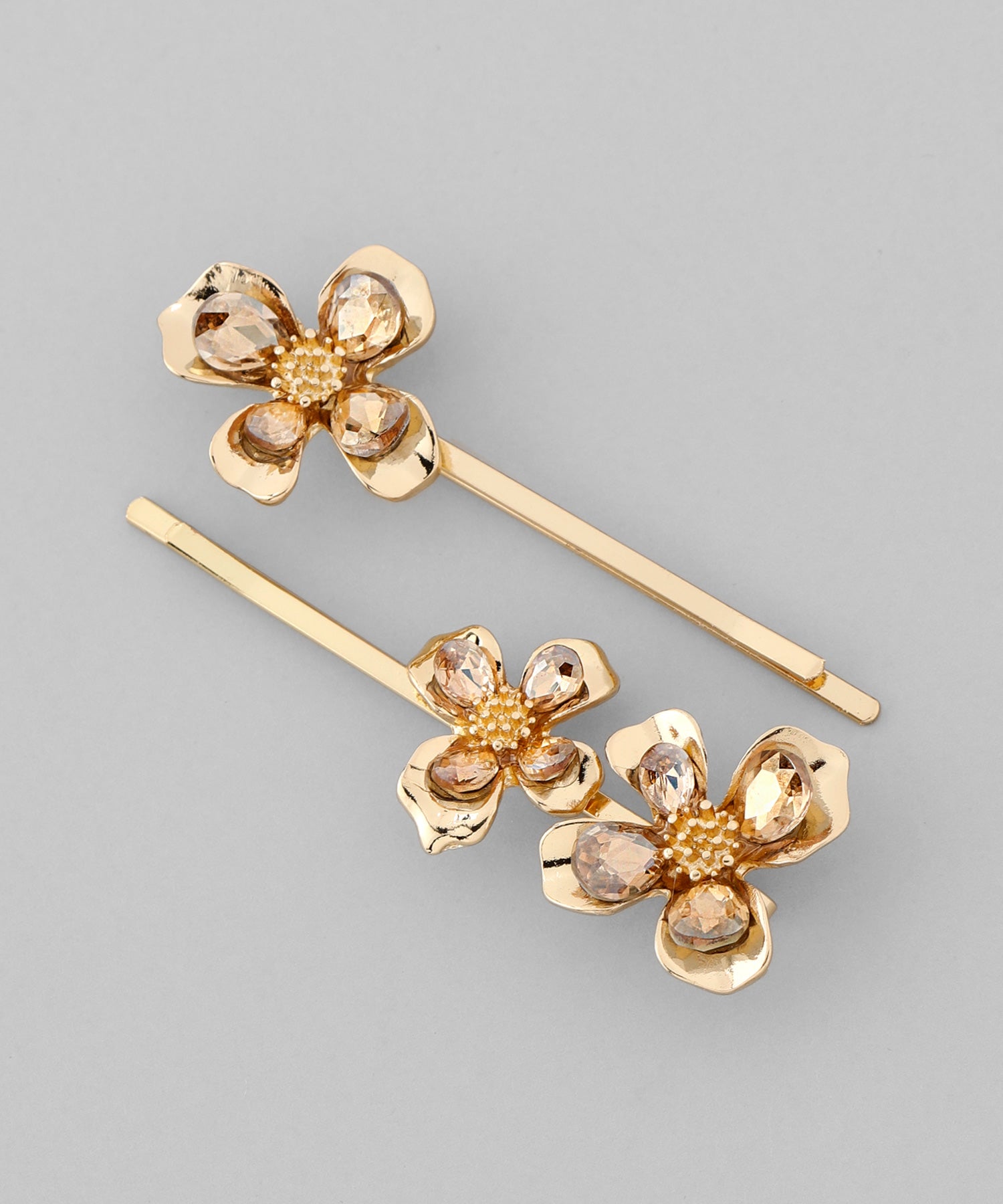 ANEMONE】ビジュー×メタルフラワーヘアピン[2本セット]｜SANPO